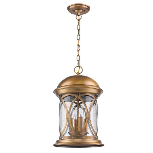 Acclaim Lighting 1533ATB Lincoln 4 Light 11 inch Outdoor Hanging Lantern In Antique Brass With Clear Seeded Glass