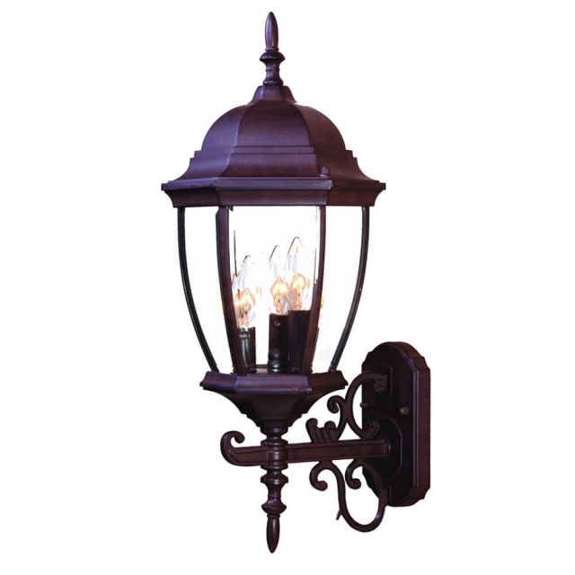 Acclaim Lighting Wexford 3 Light 24 inch Tall Outdoor Wall Light in Burled Walnut with Clear Glass Panes 5013BW