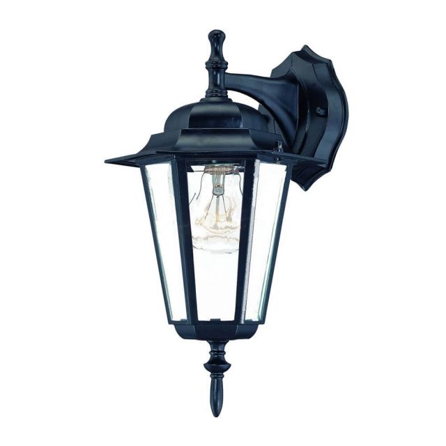 Acclaim Lighting Camelot 1 Light 15 inch Tall Outdoor Wall Light in Matte Black with Clear Beveled Glass Panes 6102BK