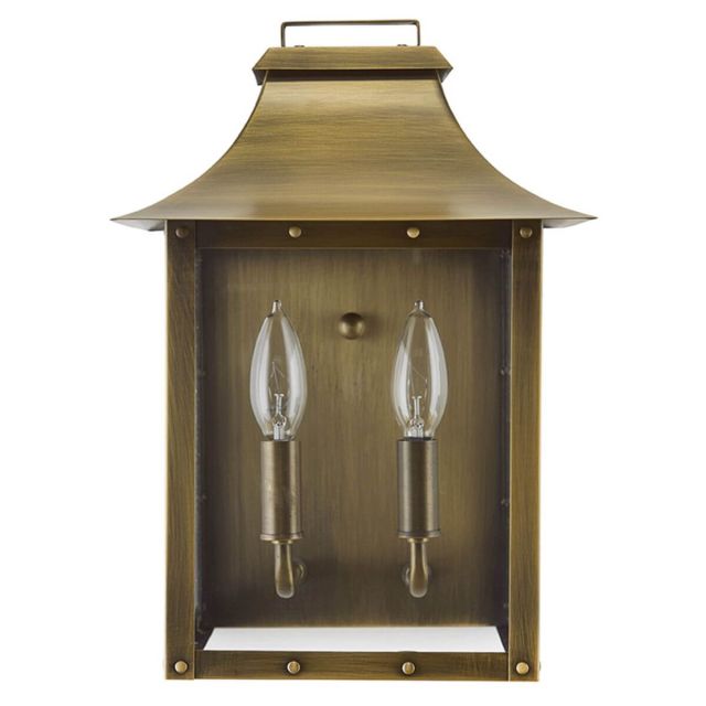 Acclaim Lighting Manchester 2 Light 14 inch Tall Outdoor Wall Light in Aged Brass with Clear Beveled Glass Panes 8414AB