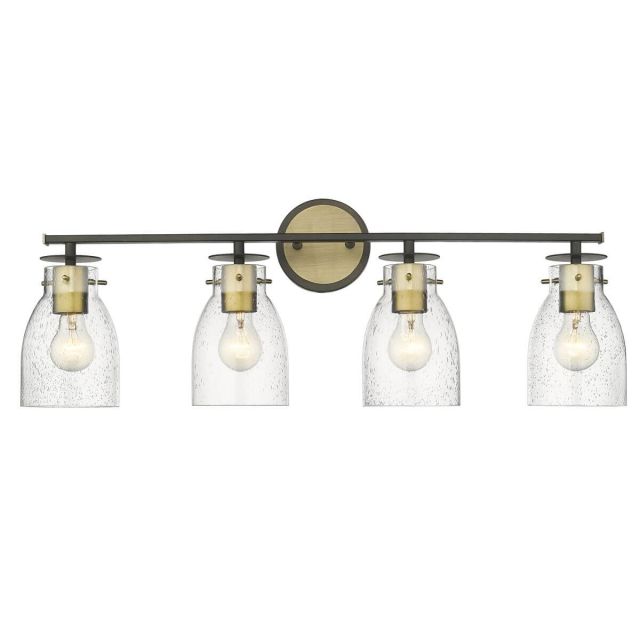 Acclaim Lighting IN40006ORB Shelby 4 Light 30 inch Bath Vanity Light in Oil Rubbed Bronze-Antique Brass with Clear Seedy Glass