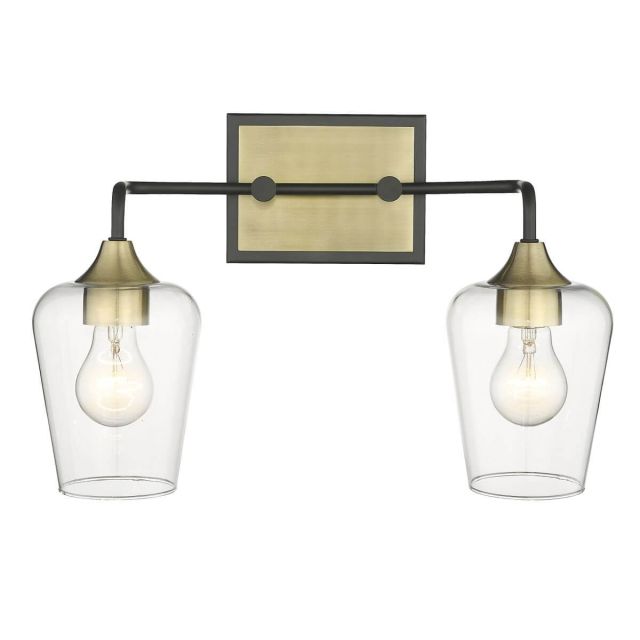 Acclaim Lighting IN40081BK Gladys 2 Light 17 inch Bath Vanity Light in Matte Black-Antique Brass with Clear Glass