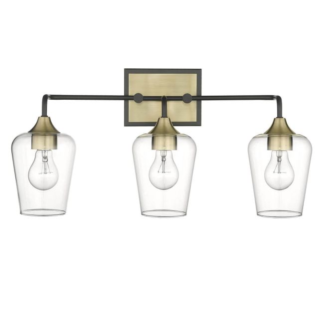 Acclaim Lighting IN40082BK Gladys 3 Light 23 inch Bath Vanity Light in Matte Black-Antique Brass with Clear Glass
