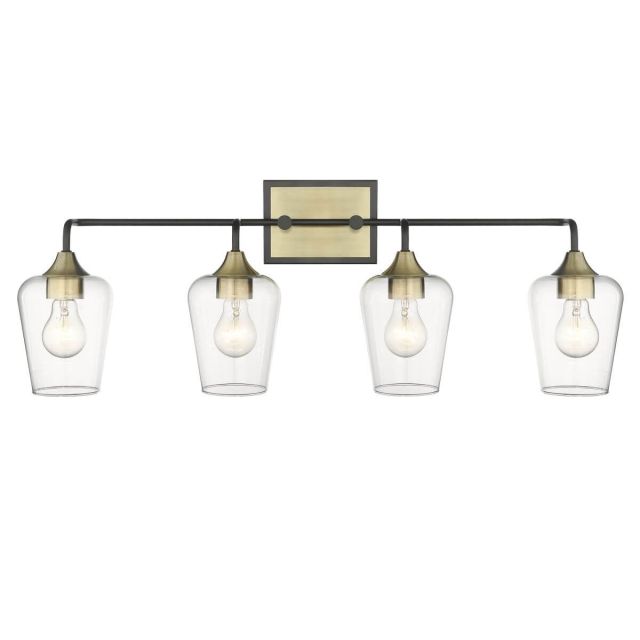 Acclaim Lighting IN40083BK Gladys 4 Light 32 inch Bath Vanity Light in Matte Black-Antique Brass with Clear Glass