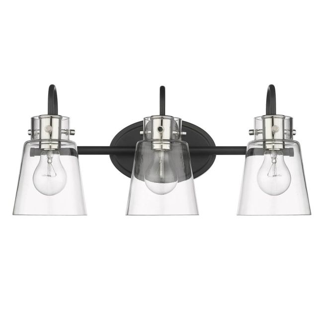 Acclaim Lighting IN40092BK Bristow 3 Light 21 inch Bath Vanity Light in Matte Black-Polished Nickel with Clear Glass