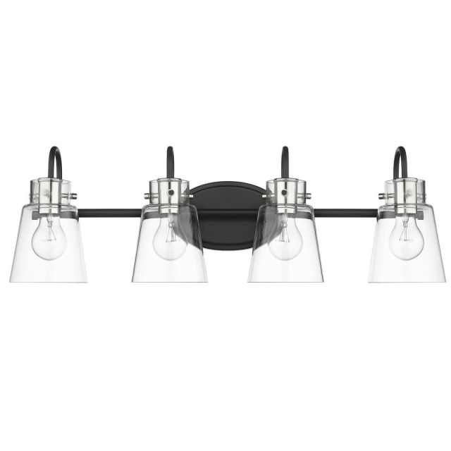 Acclaim Lighting IN40093BK Bristow 4 Light 29 inch Bath Vanity Light in Matte Black-Polished Nickel with Clear Glass