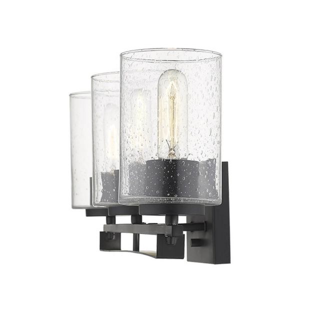 Acclaim Lighting IN41102BK Orella 3 Light 24 Inch Vanity Light in Matte Black with Clear Seeded Cylindrical Glass Shades