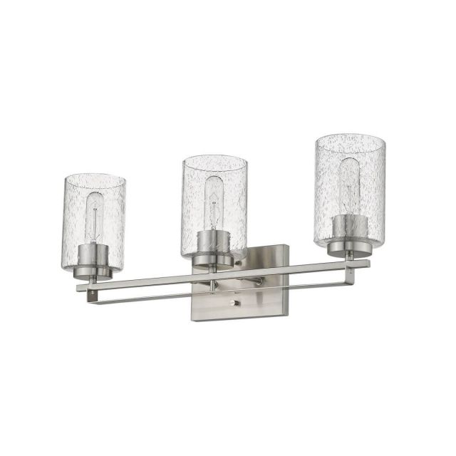 Acclaim Lighting IN41102SN Orella 3 Light 24 Inch Vanity Light in Satin Nickel with Clear Seeded Cylindrical Glass Shades