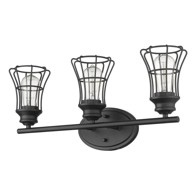 Acclaim Lighting IN41282BK Piers 3 Light 23 inch Vanity Light in Matte Black with Geometric Metal Cage