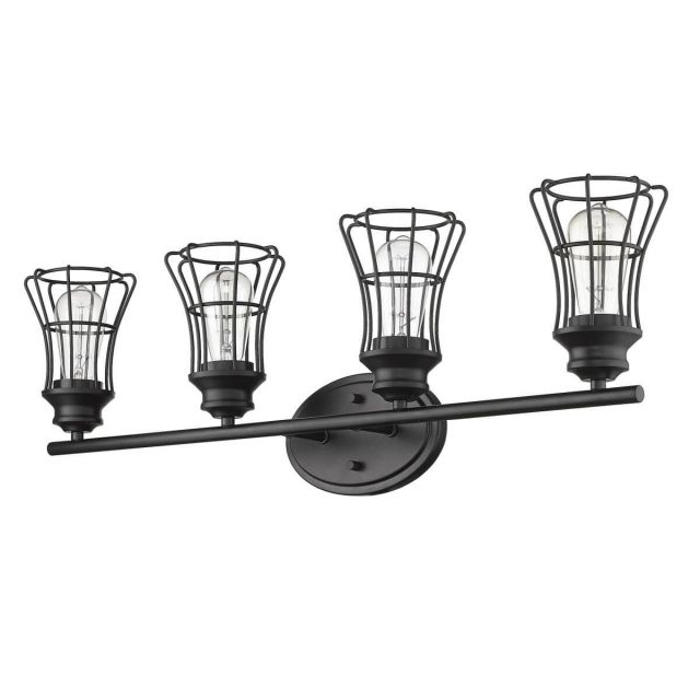 Acclaim Lighting IN41283BK Piers 4 Light 32 inch Vanity Light in Matte Black with Geometric Metal Cage