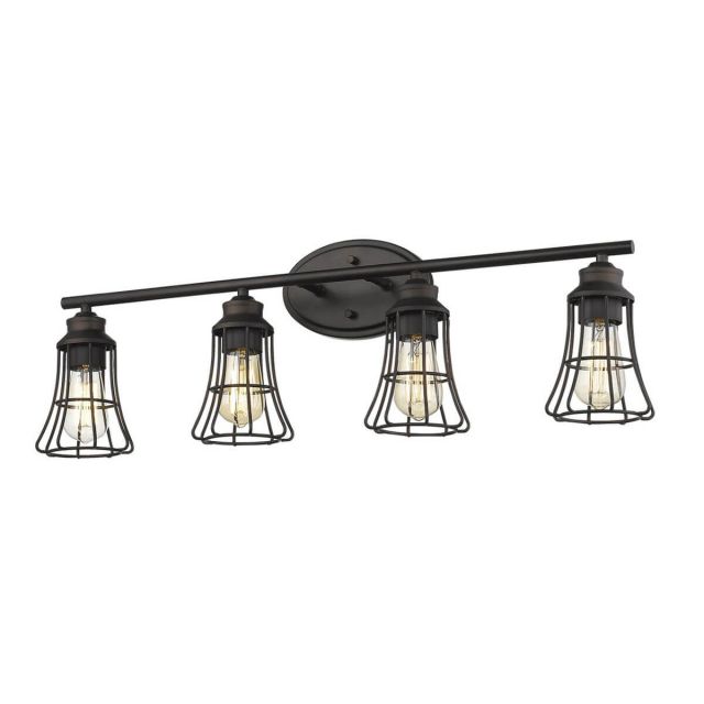 Acclaim Lighting IN41283ORB Piers 4 Light 32 inch Vanity Light in Oil Rubbed Bronze with Geometric Metal Cage