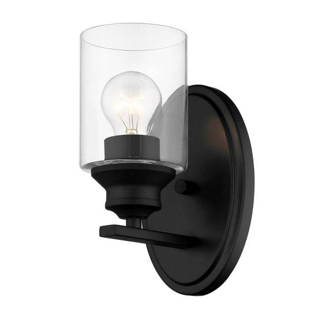 Acclaim Lighting IN41450BK Gemma 1 Light 5 inch Bath Light in Matte Black with Clear Cylindrical Glass Shade