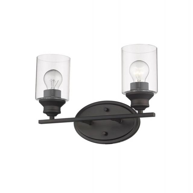 Acclaim Lighting IN41451ORB Gemma 2 Light 14 inch Vanity Light in Oil Rubbed Bronze with Clear Cylindrical Glass Shades