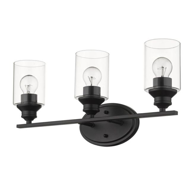 Acclaim Lighting IN41452BK Gemma 3 Light 22 inch Vanity Light in Matte Black with Clear Cylindrical Glass Shades