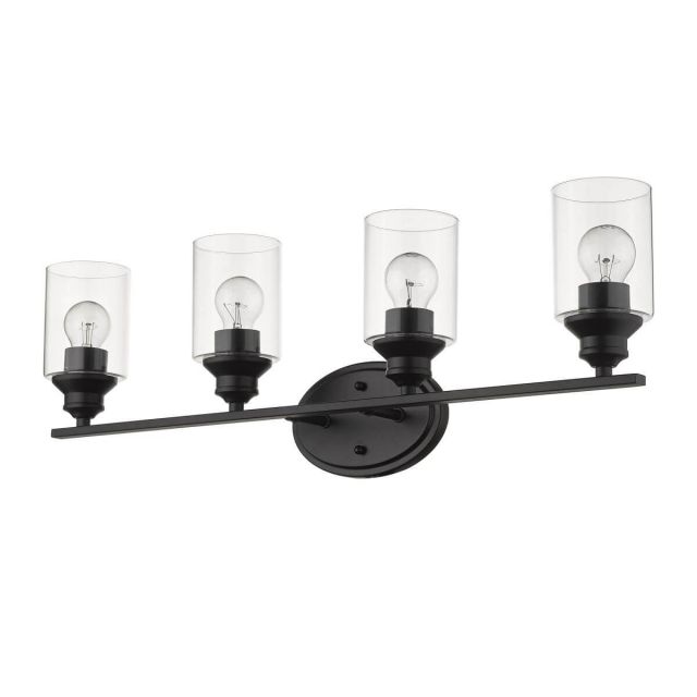 Acclaim Lighting IN41453BK Gemma 4 Light 31 inch Vanity Light in Matte Black with Clear Cylindrical Glass Shades