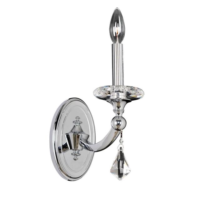 Allegri 012121-010-FR001 Floridia 1 Light 11 Inch Tall Crystal Wall Bracket In Chrome With Firenze Clear Crystal
