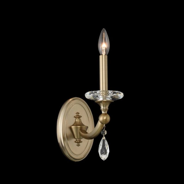 Allegri Floridia 1 Light 13 Inch Tall Crystal Wall Sconce In Matte Brushed Champagne Gold With Firenze Clear Crystal 012121-045-FR001