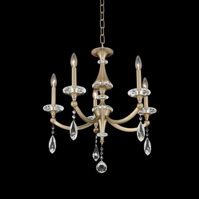 Allegri 012170-045-FR001 Floridia 5 Light 23 Inch Crystal Chandelier In Matte Brushed Champagne Gold With Firenze Clear Crystal