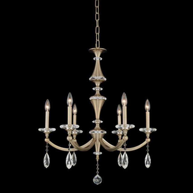 Allegri Floridia 6 Light 27 Inch Crystal Chandelier In Matte Brushed Champagne Gold With Firenze Clear Crystal 012171-045-FR001