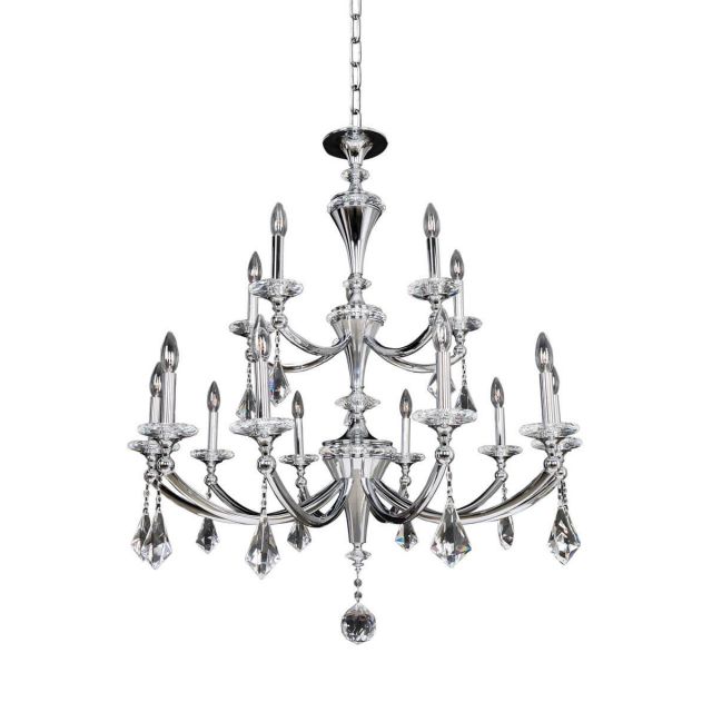 Allegri 012173-010-FR001 Floridia 15 Light 37 inch 2 Tier Chandelier in Chrome with Firenze Clear Crystal