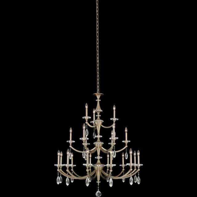 Allegri 012174-045-FR001 Floridia 21 Light 42 Inch Crystal Chandelier In Matte Brushed Champagne Gold With Firenze Clear Crystal