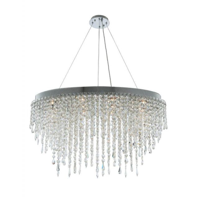 Allegri Tenuta 10 Light 36 inch Oval Convertible Pendant to Flush Mount in Polished Chrome with Firenze Crystal 028259-010-FR001