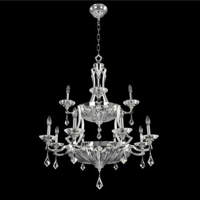 Allegri 028556-017-FR001 Orecchini 12 Light 36 inch Chandelier in Two Tone Silver with Firenze Clear Crystal
