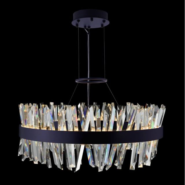 Allegri Glacier 32 inch LED Pendant in Matte Black with Clear Firenze Crystals 030255-052