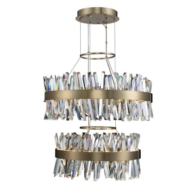 Allegri 030256-038 Glacier 32 Inch 2 Tier LED Round Pendant in Brushed Champagne Gold