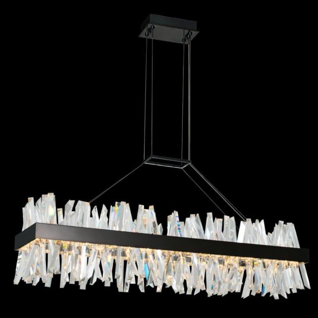 Allegri Glacier 48 inch LED Linear Light in Matte Black with Clear Firenze Crystals 030260-052
