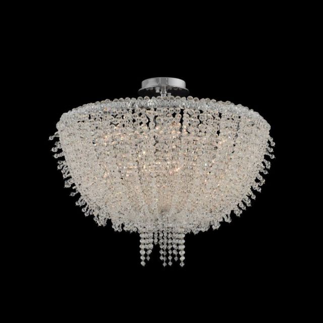 Allegri 030640-010-FR001 Cielo 8 Light 24 Inch Crystal Flush Mount In Chrome With Firenze Clear Crystal