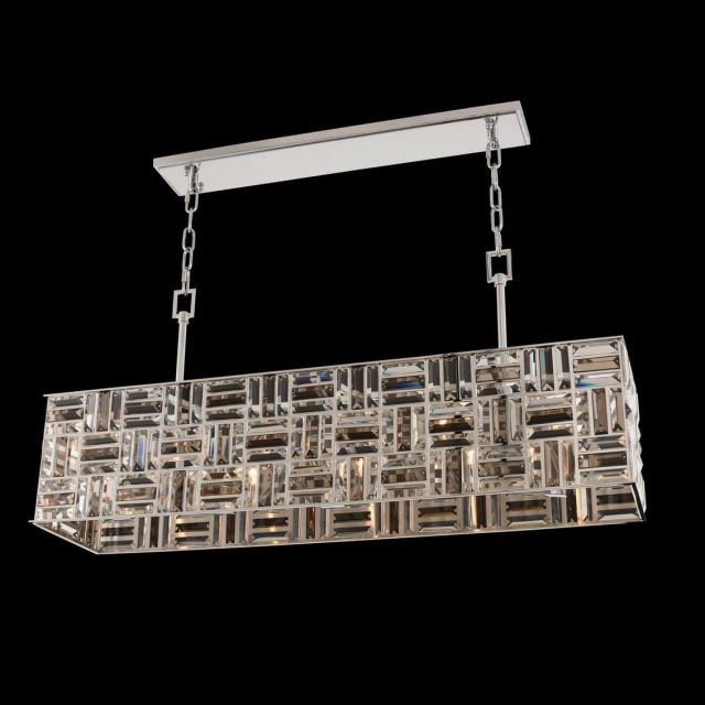 Allegri 031754-010-FR000 Modello 5 Light 42 inch Island Light in Chrome with Firenze Mixed Crystal