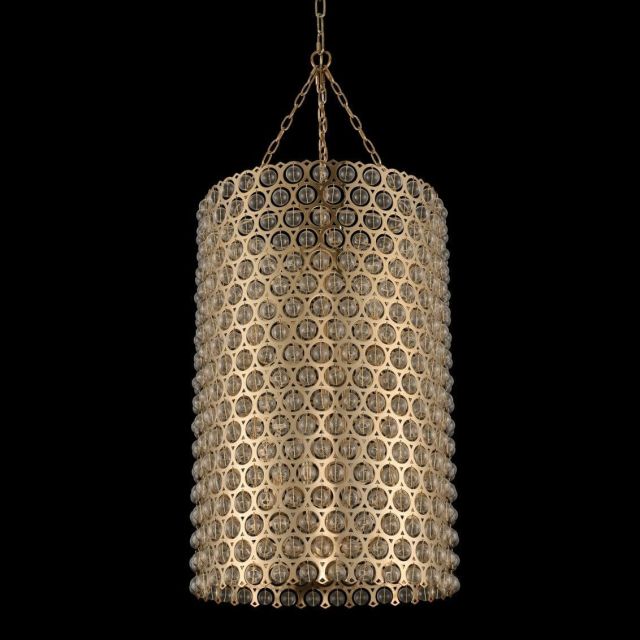 Allegri 032250-038 Vita 6 Light 20 Inch 2 Tier Foyer Pendant in Brushed Champagne Gold with Firenze Clear Crystal