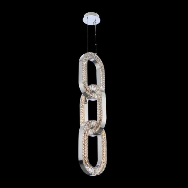 Allegri Catena 12 Inch LED Light Crystal Foyer Pendant In Chrome With Firenze Clear Crystal 034350-010-FR001