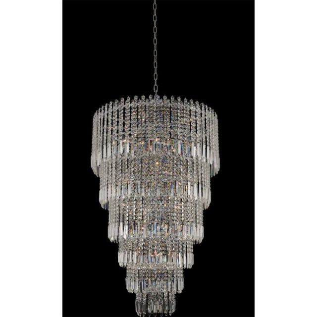 Allegri 034750-010-FR001 Pandoro 30 Light 33 Inch Crystal Foyer Pendant In Chrome With Firenze Clear Crystal
