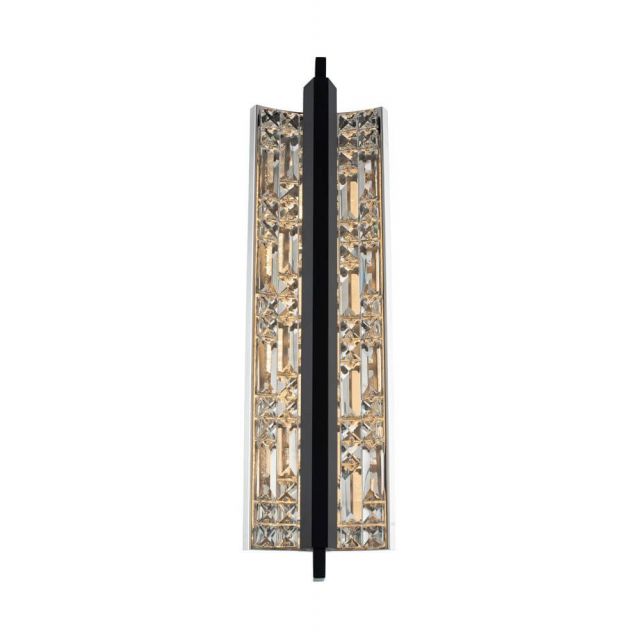 Allegri 036921-052-FR001 Capuccio 22 inch Tall LED Wall Sconce in Matte Black-Chrome with Firenze Crystal