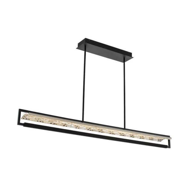 Allegri 036962-052-FR001 Capuccio 59 inch LED Island Light in Matte Black-Chrome with Firenze Crystal