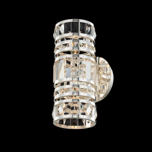 Allegri 037021-014-FR001 Strato 2 Light 15 Inch Tall Wall Sconce in Polished Silver with Firenze Crystal