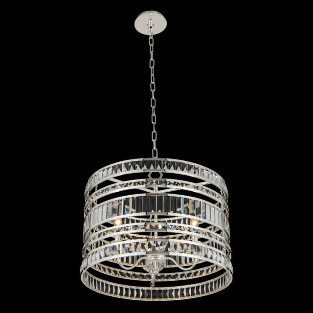 Allegri 037054-014-FR001 Strato 3 Light 22 Inch Pendant in Polished Silver with Firenze Crystal