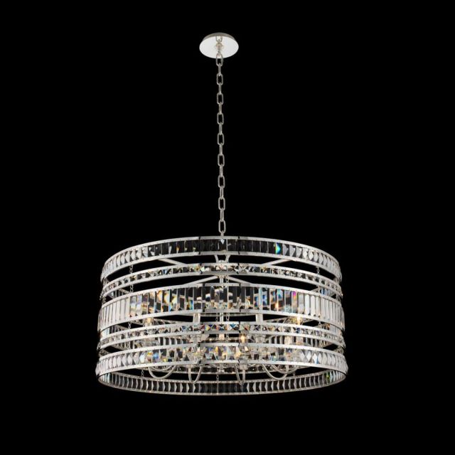Allegri 037056-014-FR001 Strato 8 Light 32 Inch Pendant in Polished Silver with Firenze Crystal