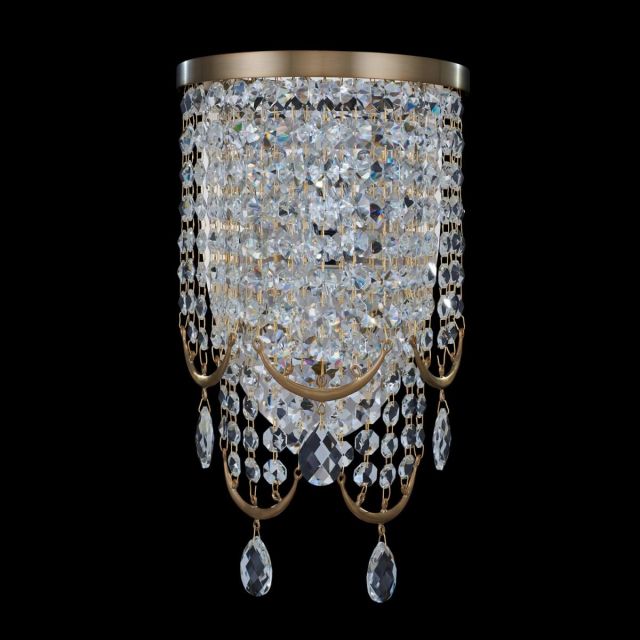 Allegri 039621-044-FR001 Vezzo 2 Light 18 inch Tall Wall Sconce in Winter Brass with Clear Firenze Crystals