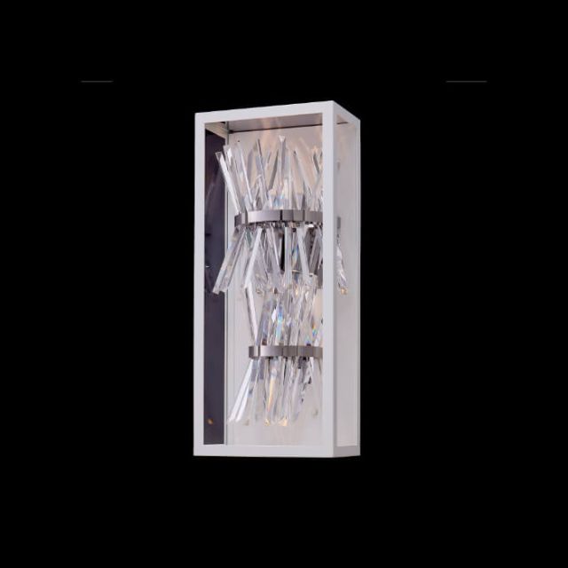 Allegri Glacier 25 inch Tall LED Outdoor Wall Sconce in Matte White with Clear Firenze Crystals 090221-064-FR001