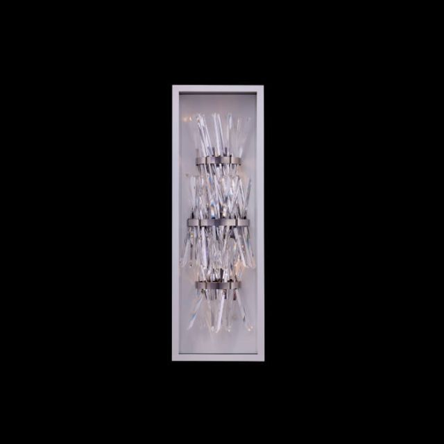 Allegri Glacier 32 inch Tall LED Outdoor Wall Sconce in Matte White with Clear Firenze Crystals 090222-064-FR001
