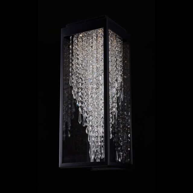 Allegri Tenuta 30 inch LED Tall Outdoor Flush Mount in Matte Black with Clear Firenze Crystals 090341-052-FR001