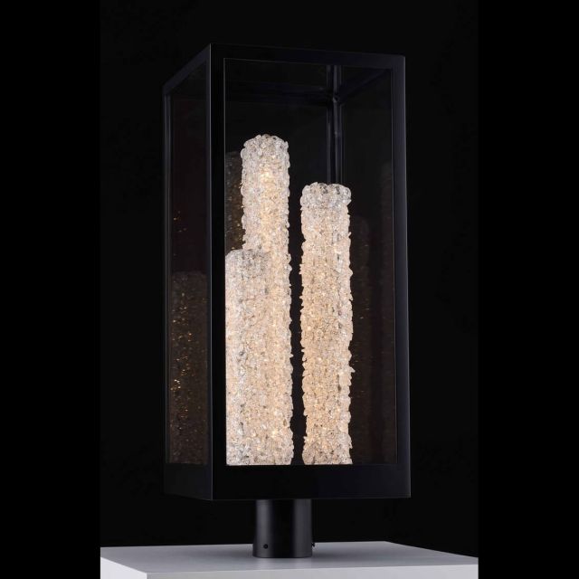 Allegri 095501-052-FR001 Lina 27 inch Tall LED Outdoor Post Mount in Matte Black with Clear Firenze Crystals