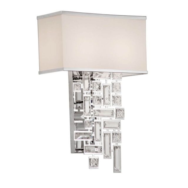 Allegri 11190-010-FR001 Vermeer 2 Light 19 Inch Tall Crystal Wall Bracket In Chrome with Firenze Clear Crystal