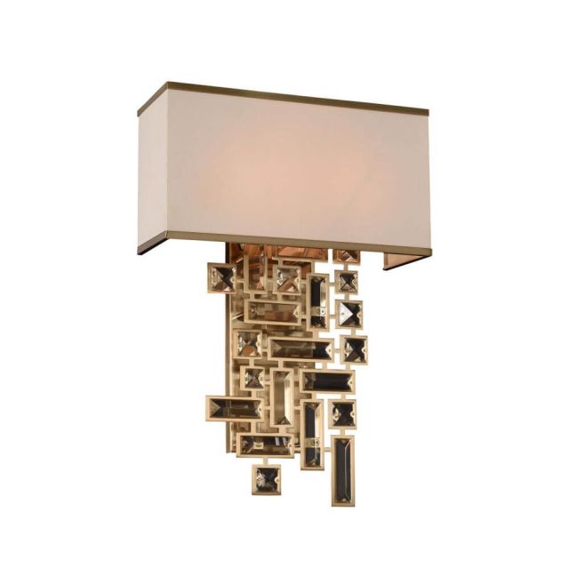 Allegri 11190-038-FR001 Vermeer 2 Light 19 Inch Tall Crystal Wall Bracket In Brushed Champagne Gold With Firenze Clear Crystal