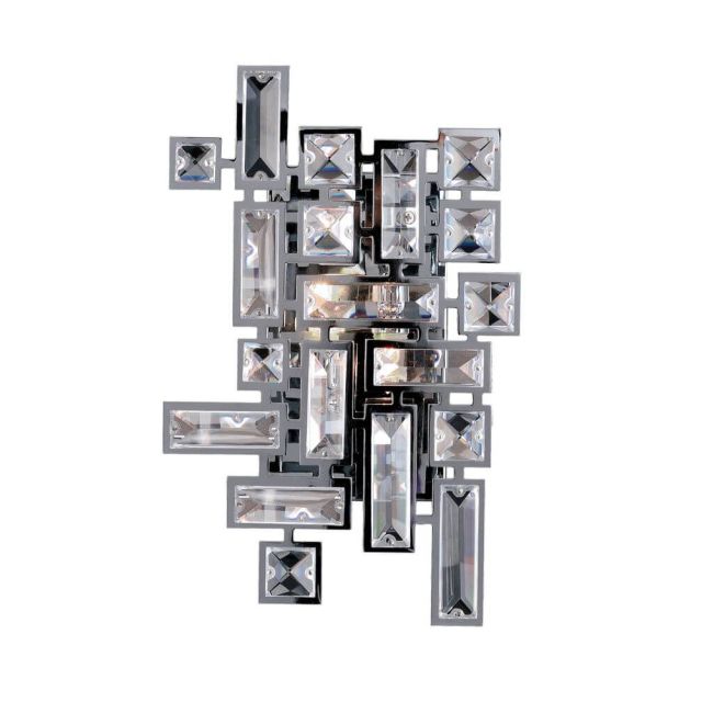 Allegri 11191-010-FR001 Vermeer 2 Light 12 Inch Tall Crystal Wall Bracket In Chrome with Firenze Clear Crystal