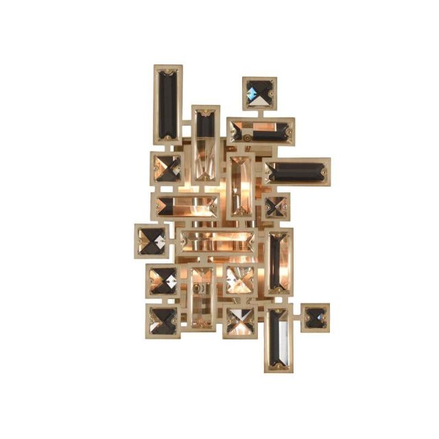 Allegri Vermeer 2 Light 12 Inch Tall Crystal Wall Bracket In Brushed Champagne Gold With Firenze Clear Crystal 11191-038-FR001
