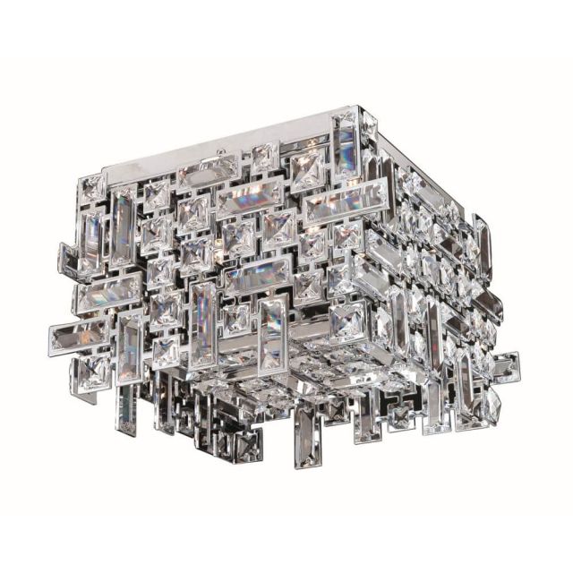 Allegri 11193-010-FR001 Vermeer 4 Light 14 Inch Square Crystal Flush Mount In Chrome with Firenze Clear Crystal